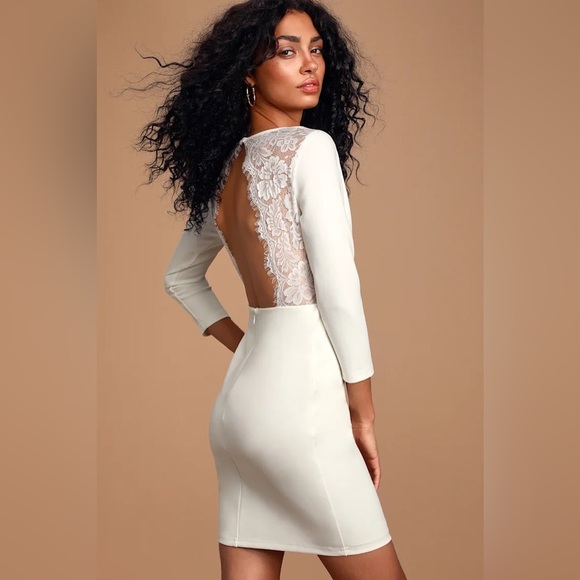 Lulus ~ 🤍Love Language White Lace Bodycon Backless
Dress NWT Small - Picture 1 of 13